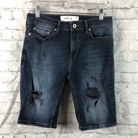 Topman Other - Topman  Distressed Spray On Skinny Jean Shorts